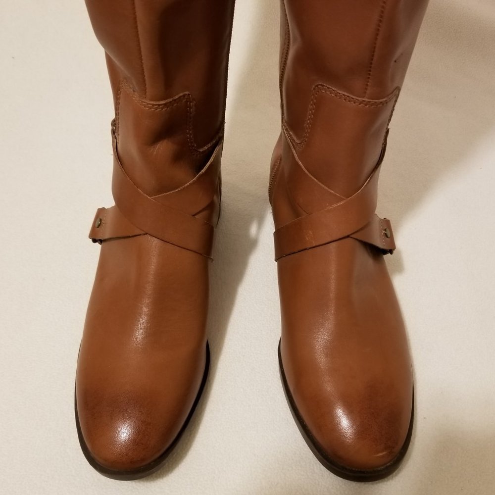 Nine West Brown Soft Leather Zip Up Knee High Boots Size 8M - Picture 7 of 12
